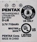 Pentax D-LI8 Accu / Batterij, Verzenden, Zo goed als nieuw