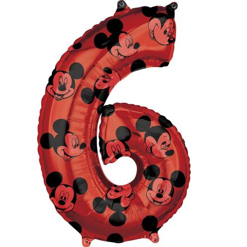 Mickey Mouse Helium Ballon Cijfer 6 66cm leeg, Hobby en Vrije tijd, Feestartikelen, Nieuw, Verzenden