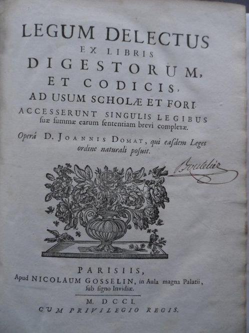 Jean Domat - Legum delectus ex libris Digestorum, et, Antiek en Kunst, Antiek | Boeken en Bijbels