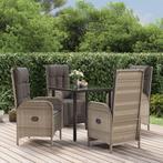 vidaXL 5-delige Tuinset met kussens poly rattan zwart en, Tuin en Terras, Verzenden, Nieuw, Rotan, Tuinset