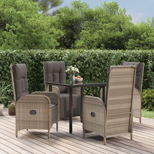vidaXL 5-delige Tuinset met kussens poly rattan zwart en, Tuin en Terras, Tuinsets en Loungesets, Tuinset, Nieuw, Rotan, Verzenden