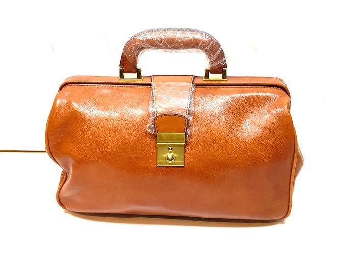Borsa da medico in pelle marrone con chiave - Handtas, Antiek en Kunst, Curiosa en Brocante