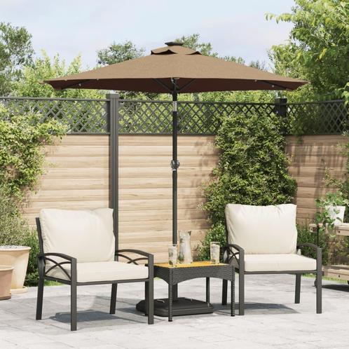 vidaXL Parasol met LEDs en stalen paal 225x225x212 cm taupe, Tuin en Terras, Parasols, Nieuw, 2 tot 3 meter, Verzenden