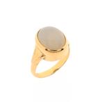 18 Krt. gouden ring met maansteen | Vintage (vintage ring), Sieraden, Tassen en Uiterlijk, Ringen, 18 tot 19, Gebruikt, Overige kleuren