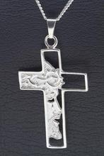 Zilveren Kruis met Jezus gezicht middel ketting hanger, Sieraden, Tassen en Uiterlijk, Kettinghangers, Verzenden, Nieuw