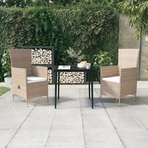 vidaXL 3-delige Tuinset met kussens beige, Tuin en Terras, Tuinsets en Loungesets, Tuinset, Nieuw, 2 zitplaatsen, Rotan, Verzenden
