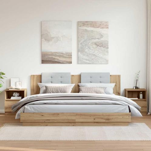 vidaXL Nachtkastjes 2 st 40x40x50 cm bewerkt hout artisanaal, Huis en Inrichting, Slaapkamer | Nachtkastjes, Nieuw, Hout, Verzenden