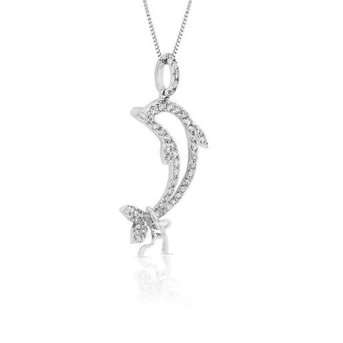 Halsketting - 14 karaat Witgoud - 0.40ct. tw. Diamant, Sieraden, Tassen en Uiterlijk, Kettingen
