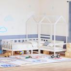 vidaXL Kinderbed met bank en huisje massief grenenhout wit, 90 cm, Eenpersoons, Verzenden, Wit