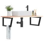 vidaXL Badkamer wandschap staal en massief eikenhout, Verzenden, Nieuw