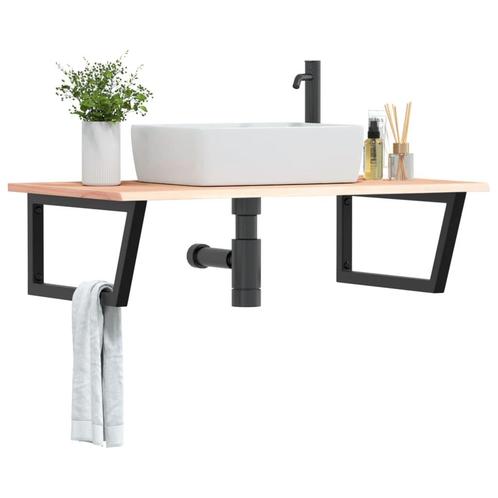 vidaXL Badkamer wandschap staal en massief eikenhout, Huis en Inrichting, Tafels | Kaptafels, Nieuw, Verzenden