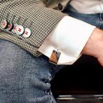 Gouden manchetknopen met azuurblauwe Lapis lazuli stenen, Ophalen of Verzenden, Goud, Met edelsteen