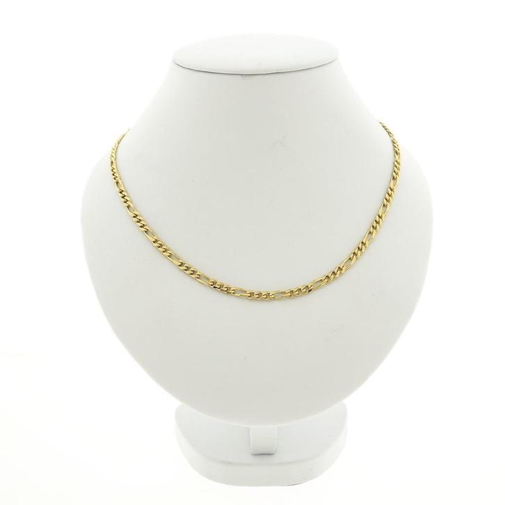 Gouden Figaroschakel ketting, Sieraden, Tassen en Uiterlijk, Kettingen, Overige kleuren, Gebruikt, Goud, Ophalen of Verzenden