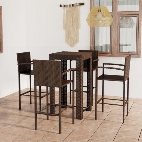 vidaXL 5-delige Tuinbarset met armleuningen poly rattan, Tuin en Terras, Tuinsets en Loungesets, Nieuw, 5 zitplaatsen, Rotan, Verzenden