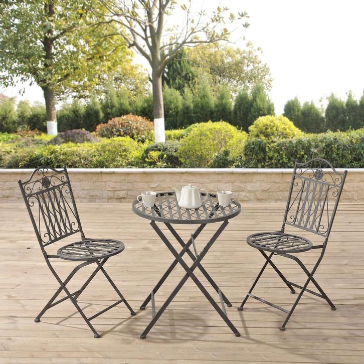 Bistroset Biella metaal tuintafel met 2 tuinstoelen groen, Tuin en Terras, Tuinsets en Loungesets, Verzenden