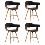 vidaXL Eetkamerstoelen 4 st kunstleer en gebogen hout zwart, Huis en Inrichting, Stoelen, Verzenden, Nieuw, Zwart