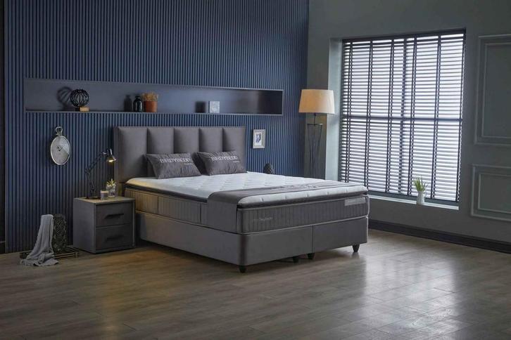Opberg boxspring Birdybedd Antraciet - 160x200 cm, Huis en Inrichting, Slaapkamer | Boxsprings, Grijs, Nieuw, Verzenden