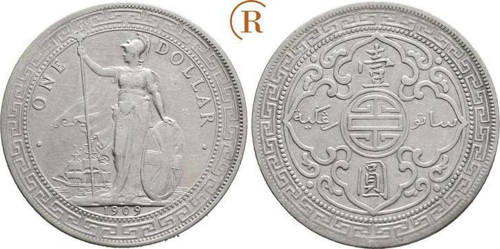 Dollar, Handelsdollar Bombay 1909 B Grossbritannien: Edwa..., Postzegels en Munten, Munten | Europa | Niet-Euromunten, Verzenden