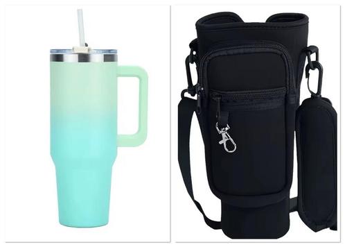 thermosbeker met tasje - Thermosfles - Thermosbeker met houd, Sport en Fitness, Bergsport en Wandelen, Nieuw, Verzenden