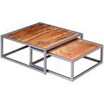 vidaXL 2-delige Salontafelset massief acaciahout, Huis en Inrichting, Tafels | Salontafels, Verzenden, Nieuw, 50 tot 100 cm, Minder dan 50 cm