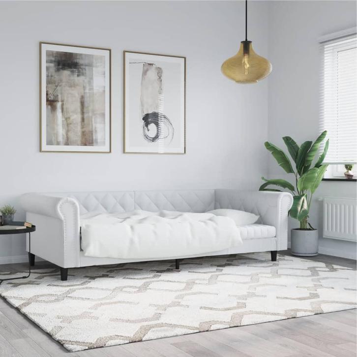vidaXL Slaapbank 90x200 cm kunstleer wit, Huis en Inrichting, Slaapkamer | Bedden, 90 cm, 200 cm, Wit, Eenpersoons, Nieuw, Overige materialen
