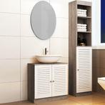 Badkamer Hoge Kast samen met Wastafelonderkast in bruin-wit, Huis en Inrichting, Stoelen, Verzenden, Nieuw