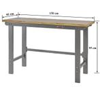 Werkbank grijs 150 cm met hardhouten blad - open model, Ophalen of Verzenden, Nieuw