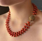 Ketting - 14 karaat Geel goud Bloedkoraal - Koraal -, Sieraden, Tassen en Uiterlijk, Antieke sieraden