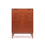 Groot model Mid-Century Deense vintage ladekast in teakhout, Gebruikt, 5 laden of meer, Teakhout, Ophalen of Verzenden