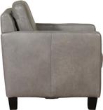 Grijze leren landelijke fauteuil - poot hout zwart - Granada, Nieuw, Ophalen of Verzenden, Landelijk, 50 tot 75 cm