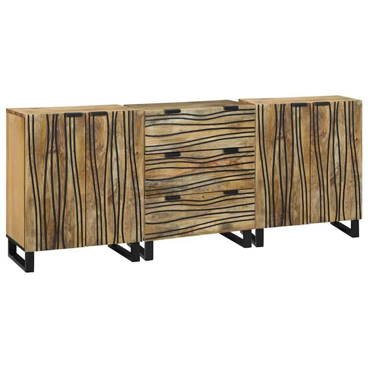 vidaXL Badkamermeubelset met lade 3 pcs Bruin 180 x 33 x 75, Huis en Inrichting, Badkamer | Badkamermeubels, Nieuw, Verzenden