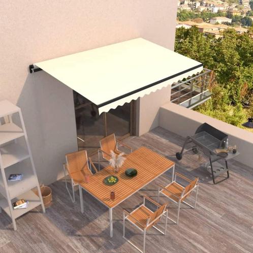vidaXL Luifel handmatig uittrekbaar 400x350 cm crèmekleurig, Tuin en Terras, Zonneschermen, Nieuw, Verzenden