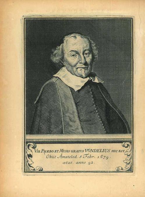 Portrait of Joost van den Vondel, Antiek en Kunst, Kunst | Etsen en Gravures