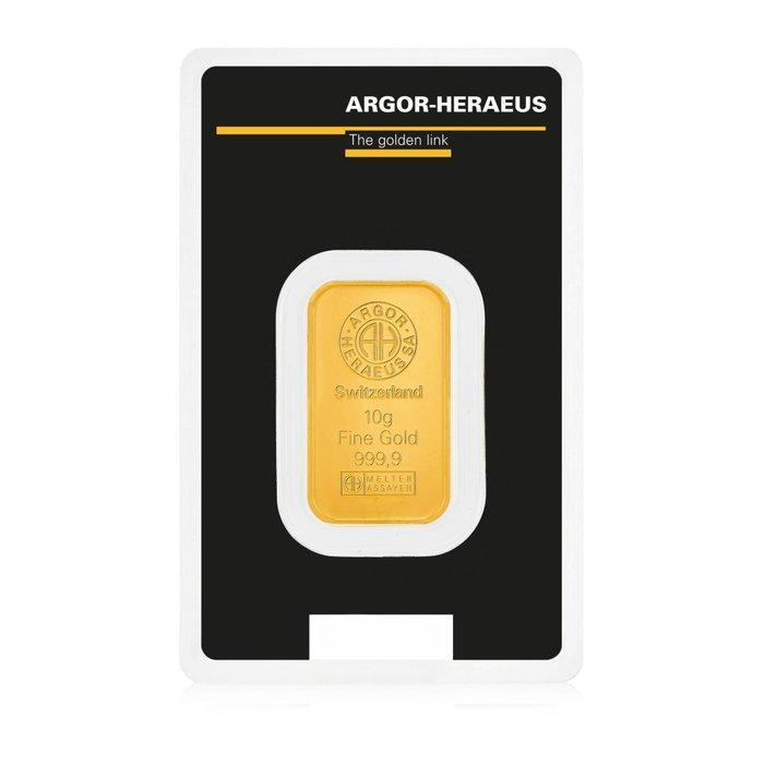 10 gram - Goud .999 - Argor-Heraeus - Verzegeld en met, Postzegels en Munten, Edelmetalen en Baren