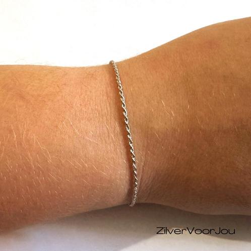 925 Zilveren rope armbandje rhodium, Sieraden, Tassen en Uiterlijk, Armbanden, Nieuw, Verzenden