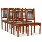 vidaXL Eetkamerstoelen 6 st massief hout klassiek, Huis en Inrichting, Stoelen, Verzenden, Nieuw, Bruin