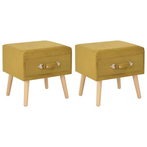 vidaXL Nachtkastjes 2 st 40x35x40 cm fluweel mosterdkleurig, Huis en Inrichting, Slaapkamer | Nachtkastjes, Nieuw, Overige materialen