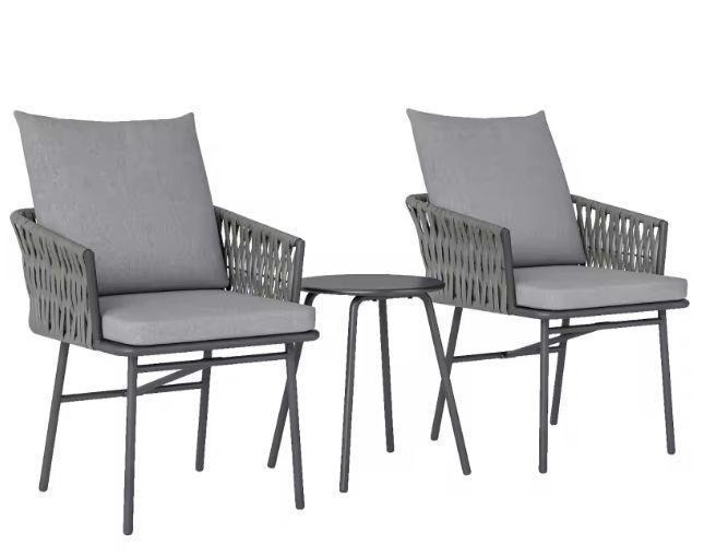 3-delige Rotan Bistroset – 2 Tuinstoelen en Ronde Tafel, Tuin en Terras, Tuinstoelen, Nieuw, Verzenden