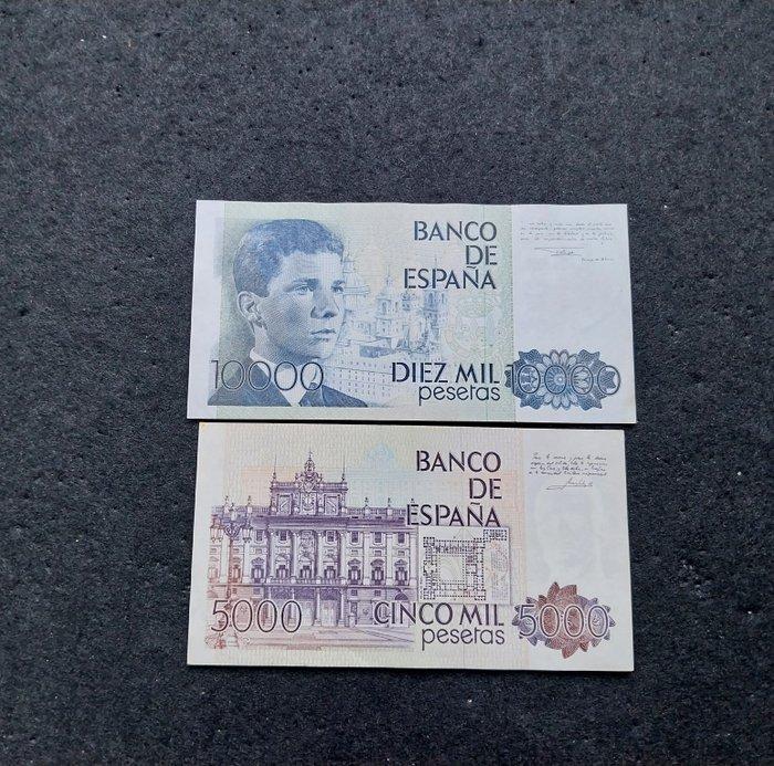 Spanje. - 5000 and 10.000 Peseta - various dates - Pick 160,, Postzegels en Munten, Bankbiljetten | Europa | Niet-Eurobiljetten
