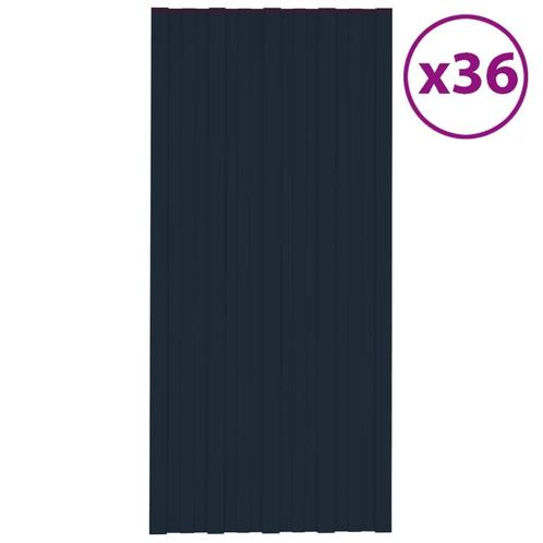 Dakpanelen 36 st antraciet - Retourdeal - 42% korting!, Doe-het-zelf en Verbouw, Dakpannen en Dakbedekking, Zwart, Nieuw, Metaal