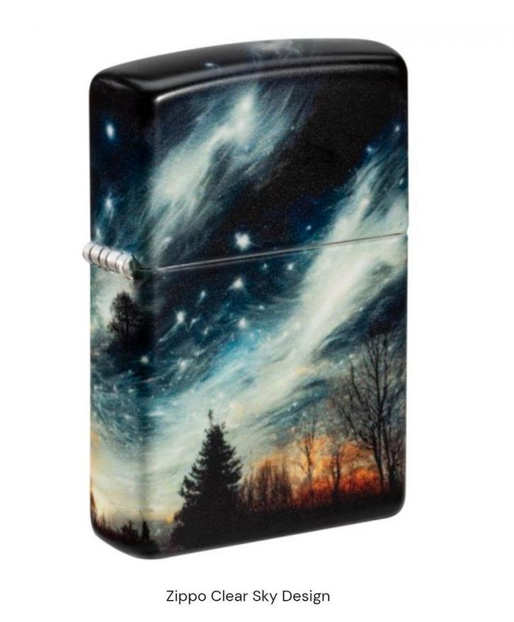 Zippo Clear Sky Design, Verzamelen, Rookartikelen, Aanstekers en Luciferdoosjes, Aansteker, Nieuw, Verzenden