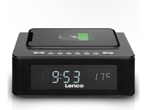 Lenco CR-580BK - Wekkerradio met Qi Wireless Smartphone, Huis en Inrichting, Woonaccessoires | Overige, Nieuw, Verzenden
