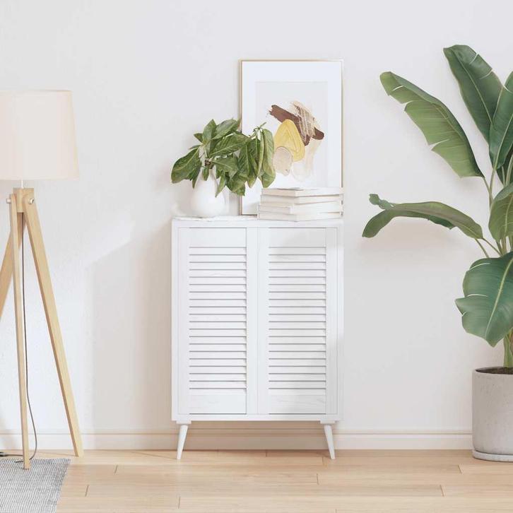 vidaXL Kastdeuren louvre design 2 st 69x29,5 cm wit, Huis en Inrichting, Kasten | Overige, Nieuw, Verzenden