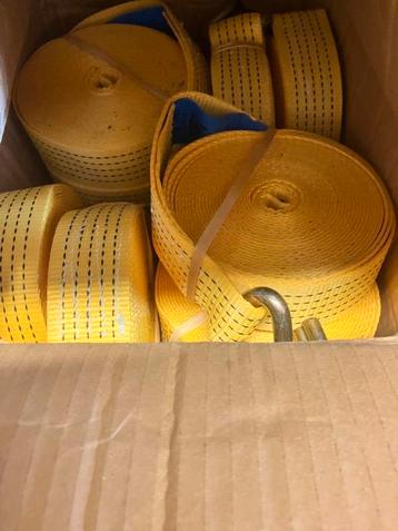 8 gele spanbanden zonder ratelstuk 50mm breed beschikbaar voor biedingen