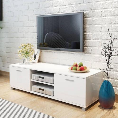 vidaXL Tv-meubel 140x40,5x35 cm hoogglans wit, Huis en Inrichting, Kasten | Televisiemeubels, Nieuw, Verzenden