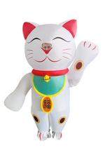 KIMU® Opblaas Kostuum Gelukskat Wit Maneki Neko Dames Heren, Carnaval, Nieuw, Overige maten, Ophalen of Verzenden