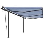 vidaXL Luifel handmatig uittrekbaar met palen 6x3,5 m blauw, Tuin en Terras, Zonneschermen, Verzenden, Nieuw