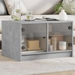 vidaXL Salontafel met glazen deuren 68x50x42 cm betongrijs, Huis en Inrichting, Tafels | Salontafels, 50 tot 100 cm, Verzenden
