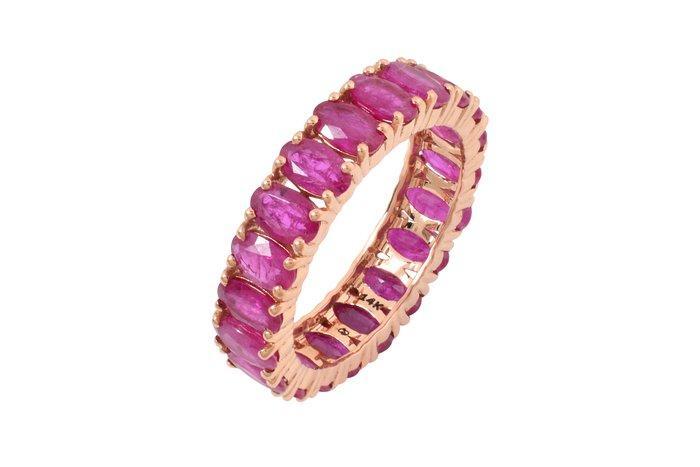 Eeuwigheidsring - 14 karaat Roségoud - 5.55ct. tw. Robijn, Sieraden, Tassen en Uiterlijk, Antieke sieraden