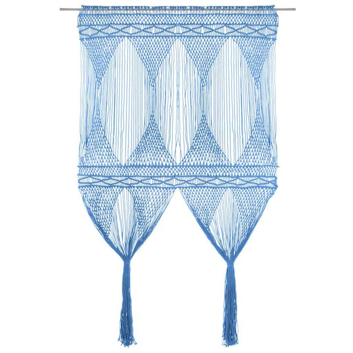 vidaXL Gordijn macramé 140x240 cm katoen blauw, Huis en Inrichting, Stoffering | Gordijnen en Lamellen, Blauw, Nieuw, Verzenden